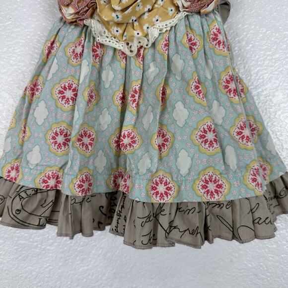 Mustard Pie Peasant Dress Size 3 Months Cottagecore Ruffle Floral Shabby Chic - Picture 5 of 12